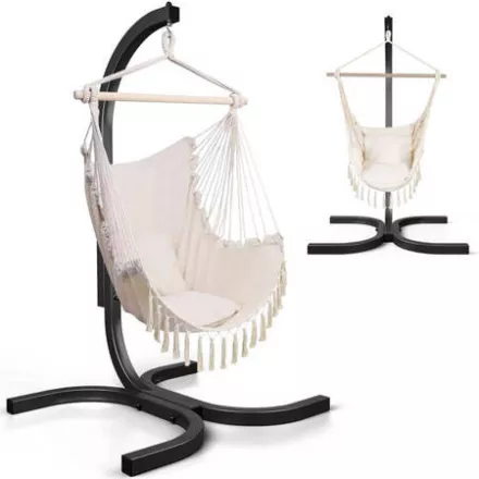 krzesło brazylijskie beżowe boho - fotel wiszący ksoz025c