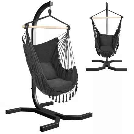 kokon krzesło wiszące boho- szary / grafit  ksoz025c